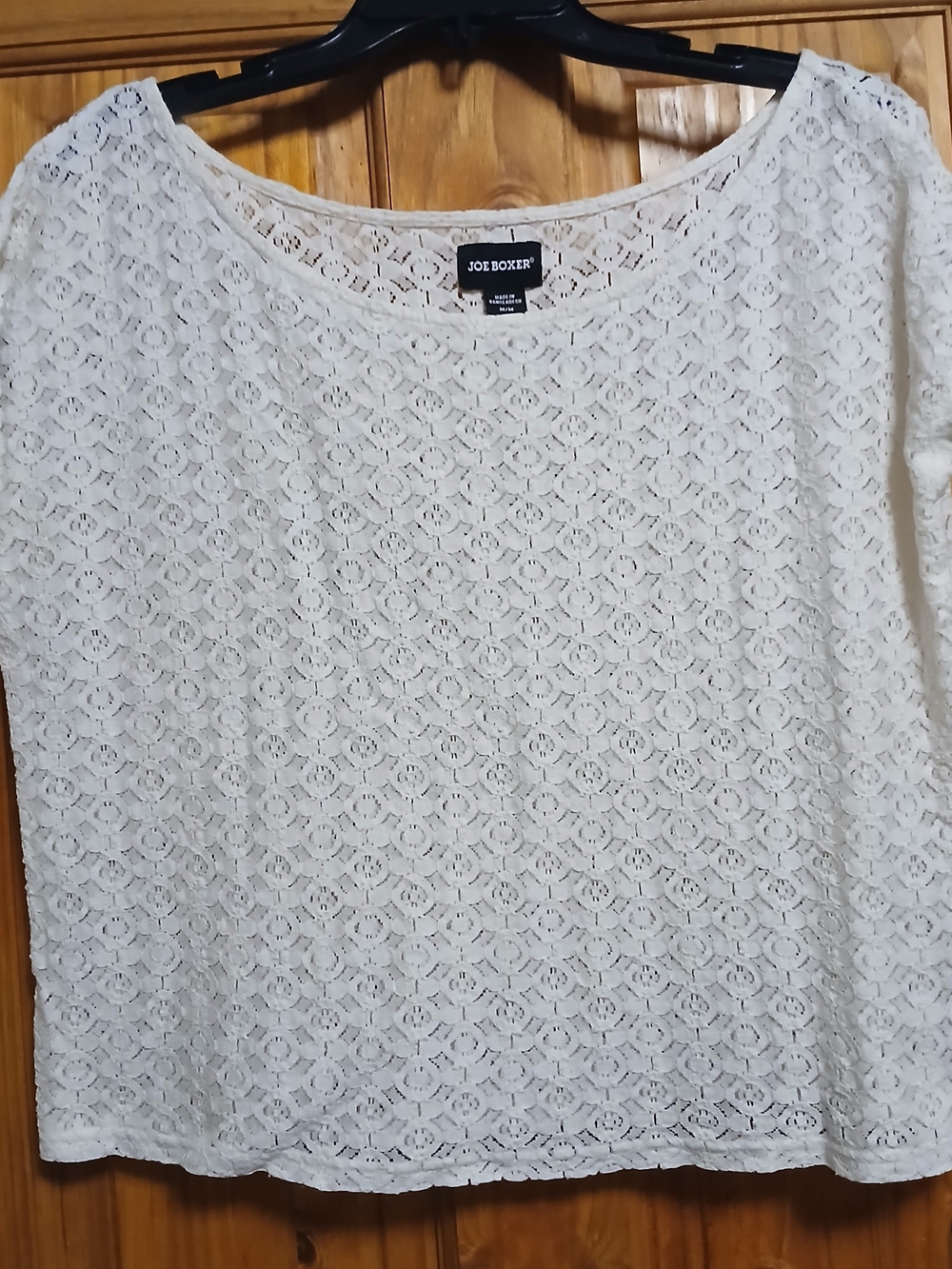Joe Boxer White Lace Short Sleeve Top